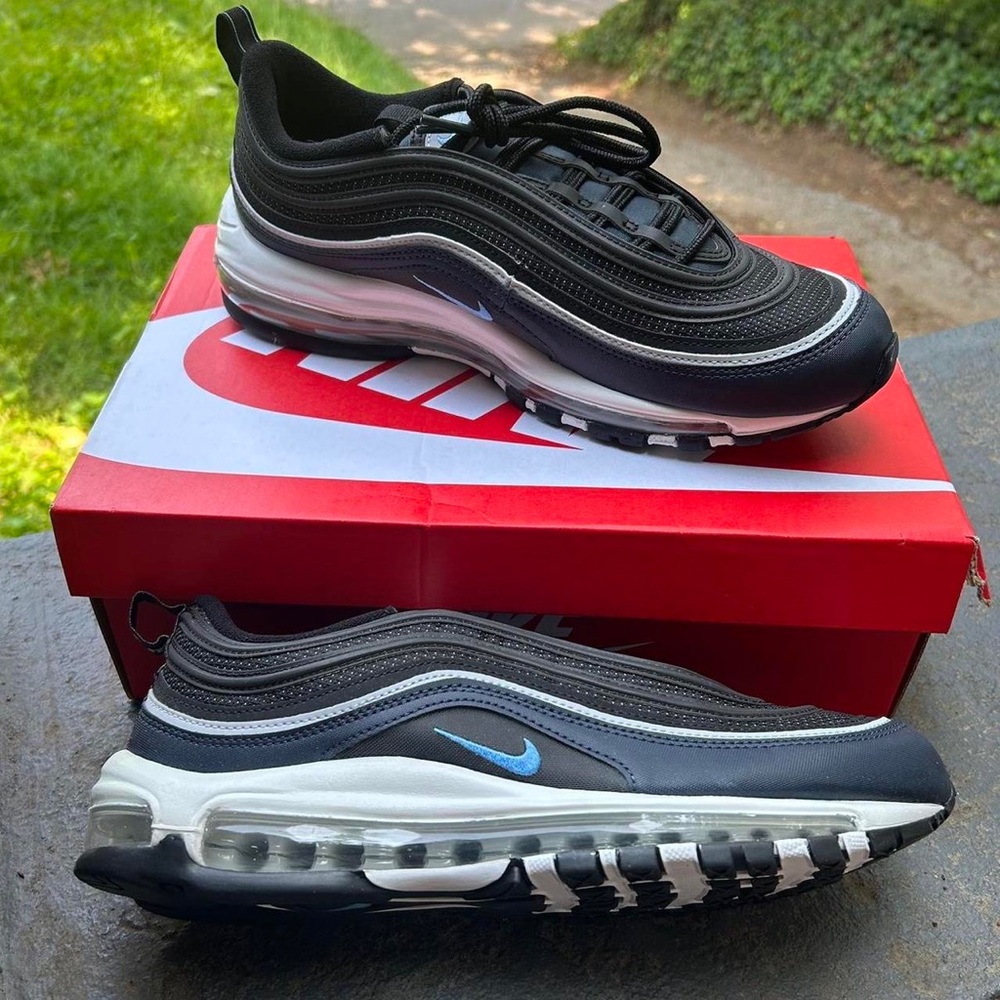 Brand new never worn with box NIKE Air Max 97s in Black / University Blue.